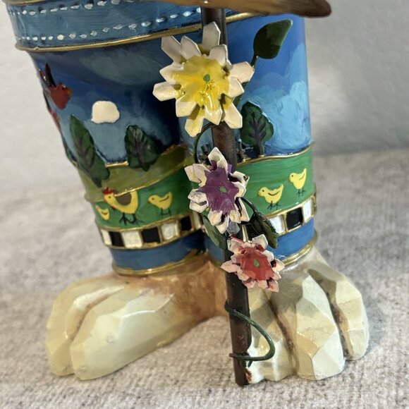 RARE UNIQUE FAUX CARVED WOOD BUNNY RABBIT FIGURINE 12” TALL - Picture 8 of 12